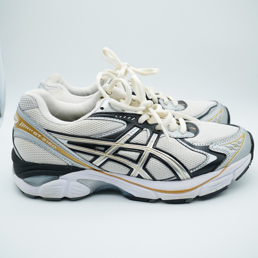 Asics GT-2160 White Black Gold Mesh Running Sneakers 1203A275-103
